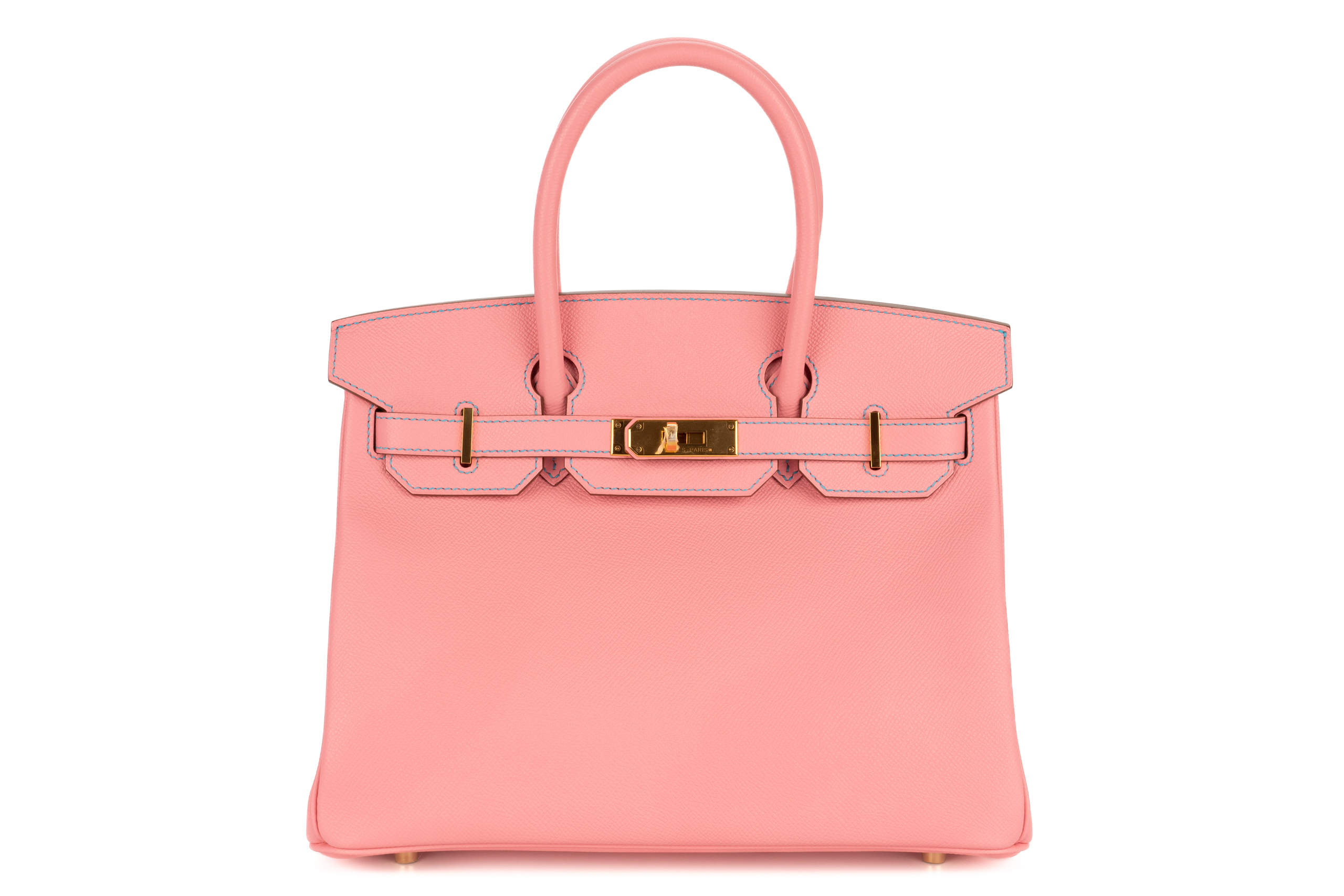 Hermès Birkin 30 HSS Rose Confetti Bleu Stiching Verso Bleu Celeste Epsom Retourne Brushed Gold Hardware