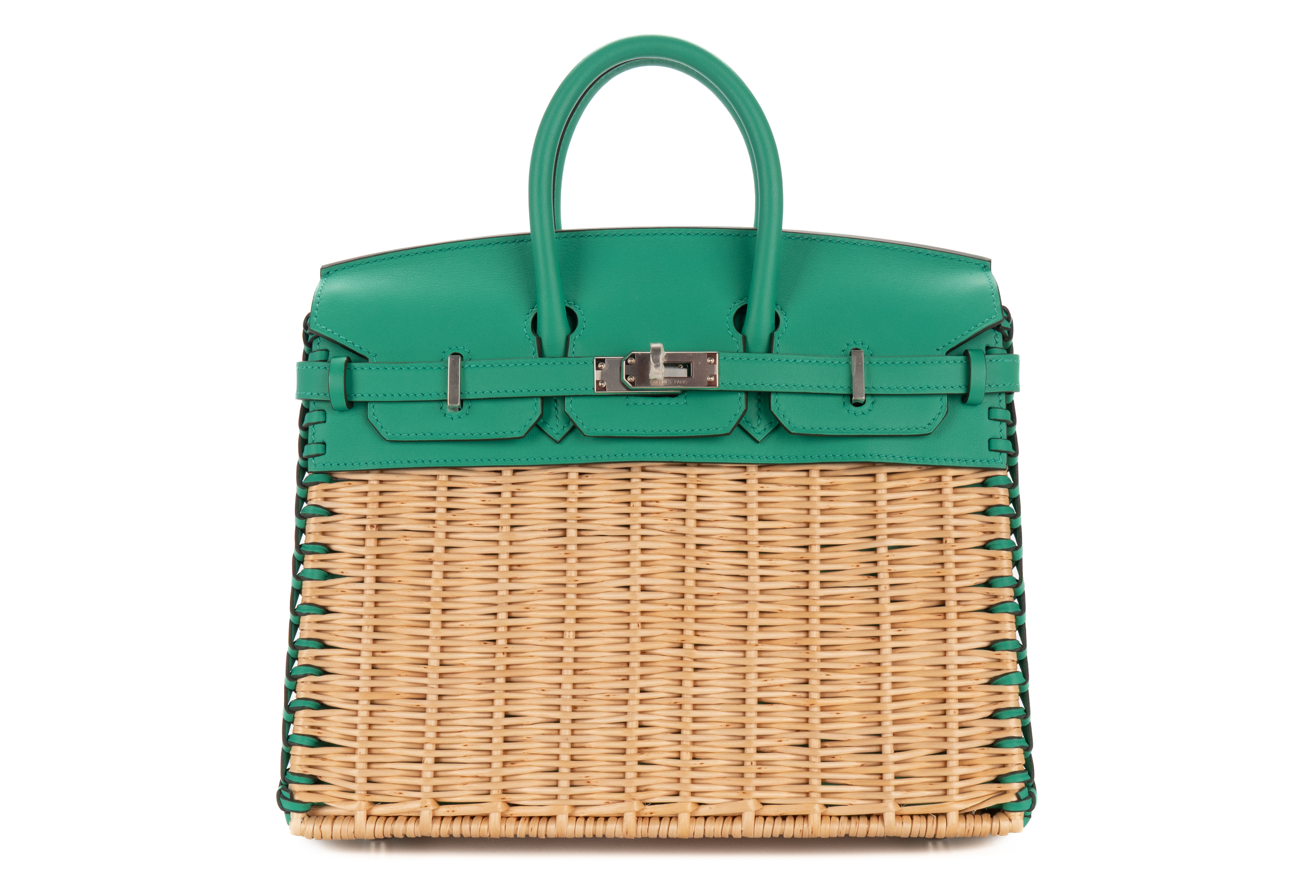 Hermès Birkin 25 Picnic Menthe Swift / Wicker Palladium Hardware