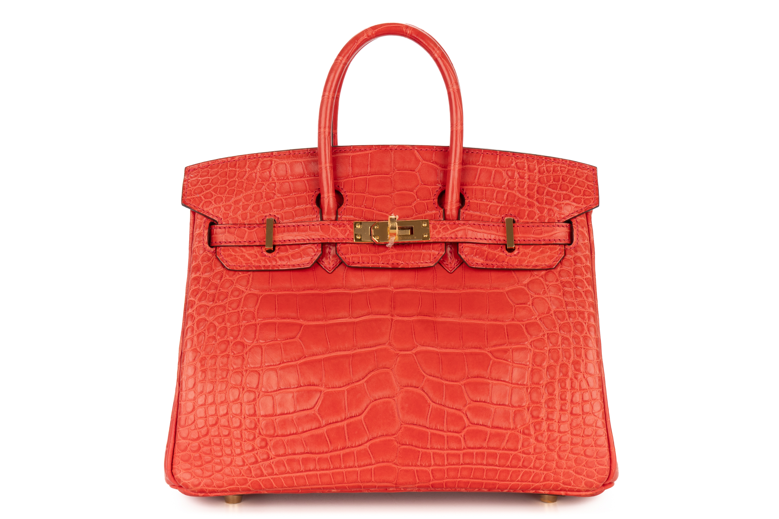 Hermès Birkin 25 Bougainvillea Matte Alligator Retourne Gold Hardware