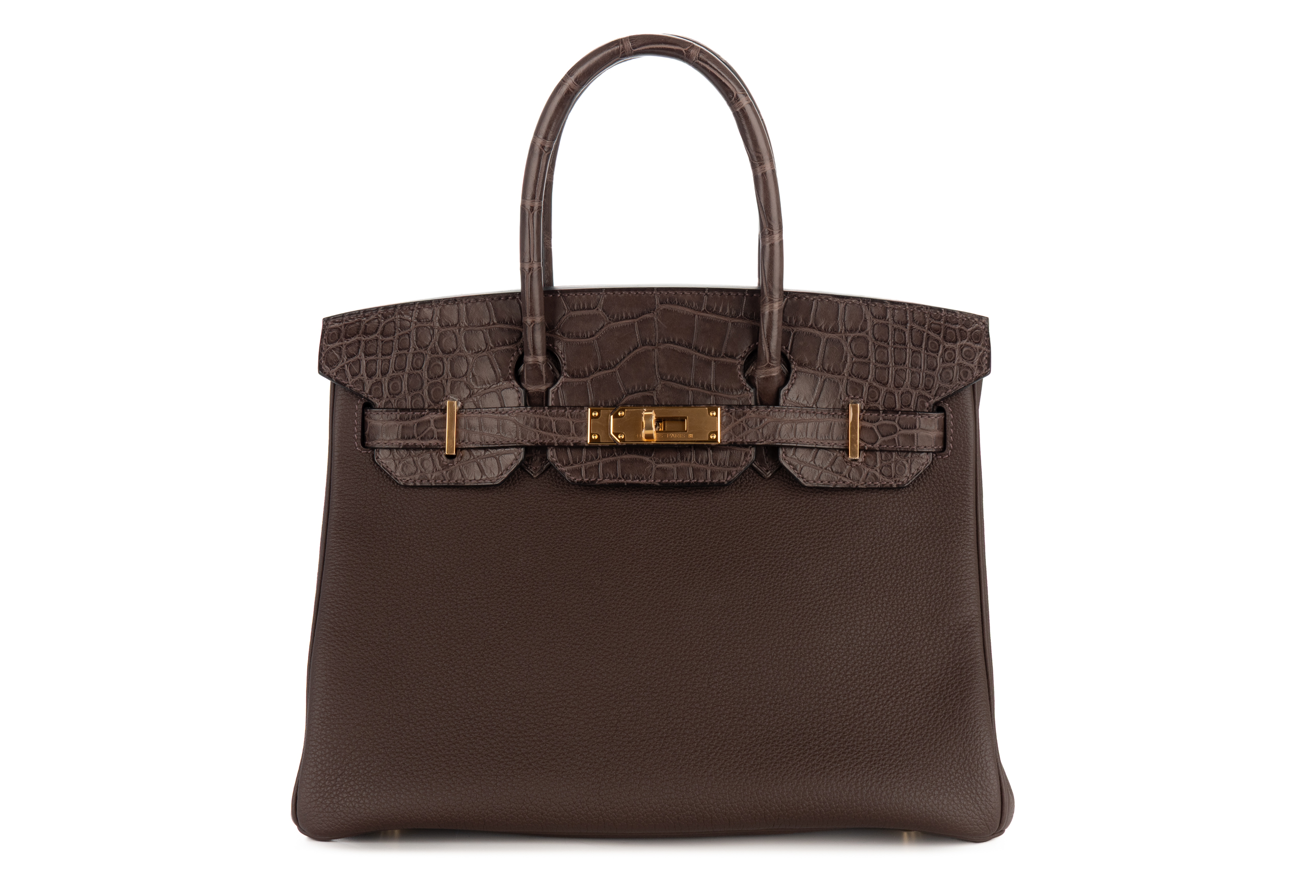 Hermès Birkin 30 Touch Ebene Togo / Matte Alligator Gold Hardware