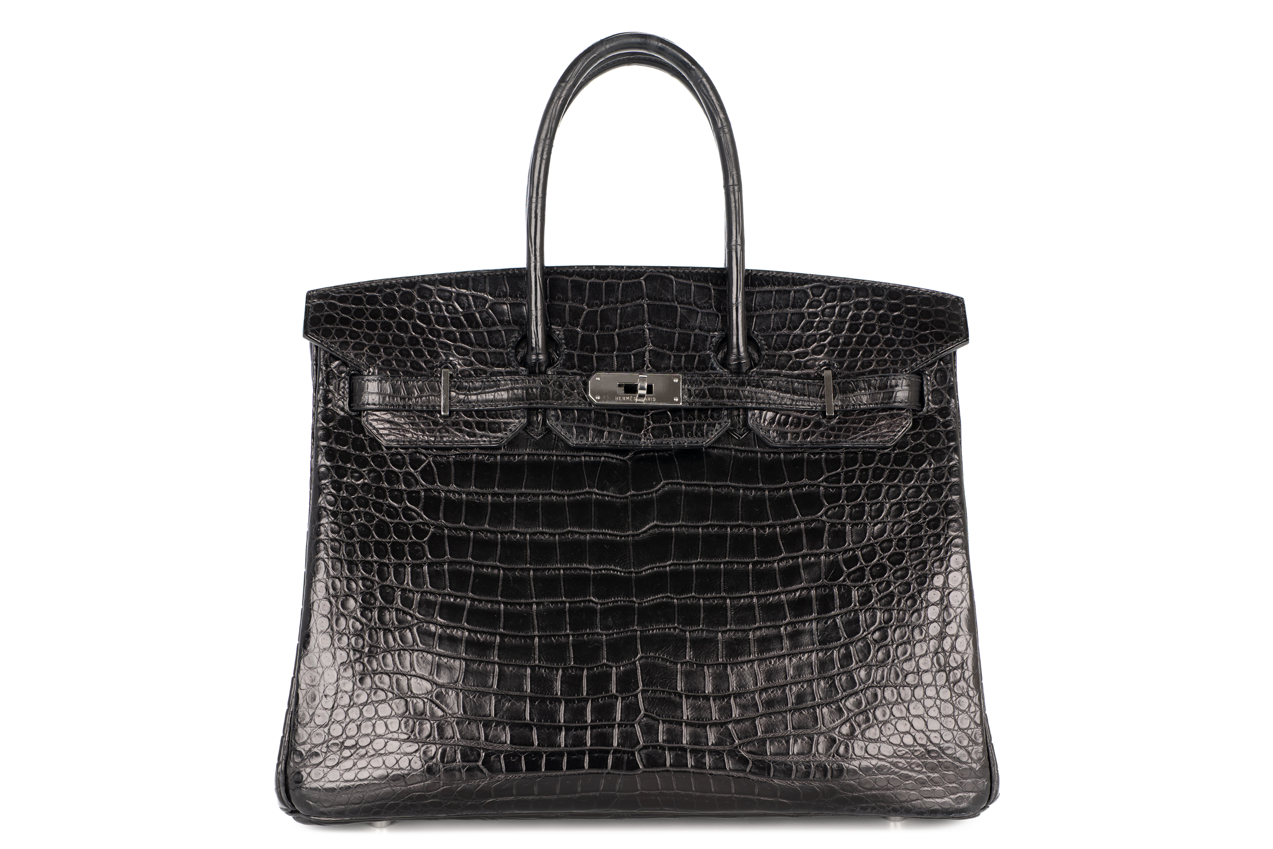 Hermès Birkin 35 Noir – Black Matte Crocodile Porosus Palladium Hardware