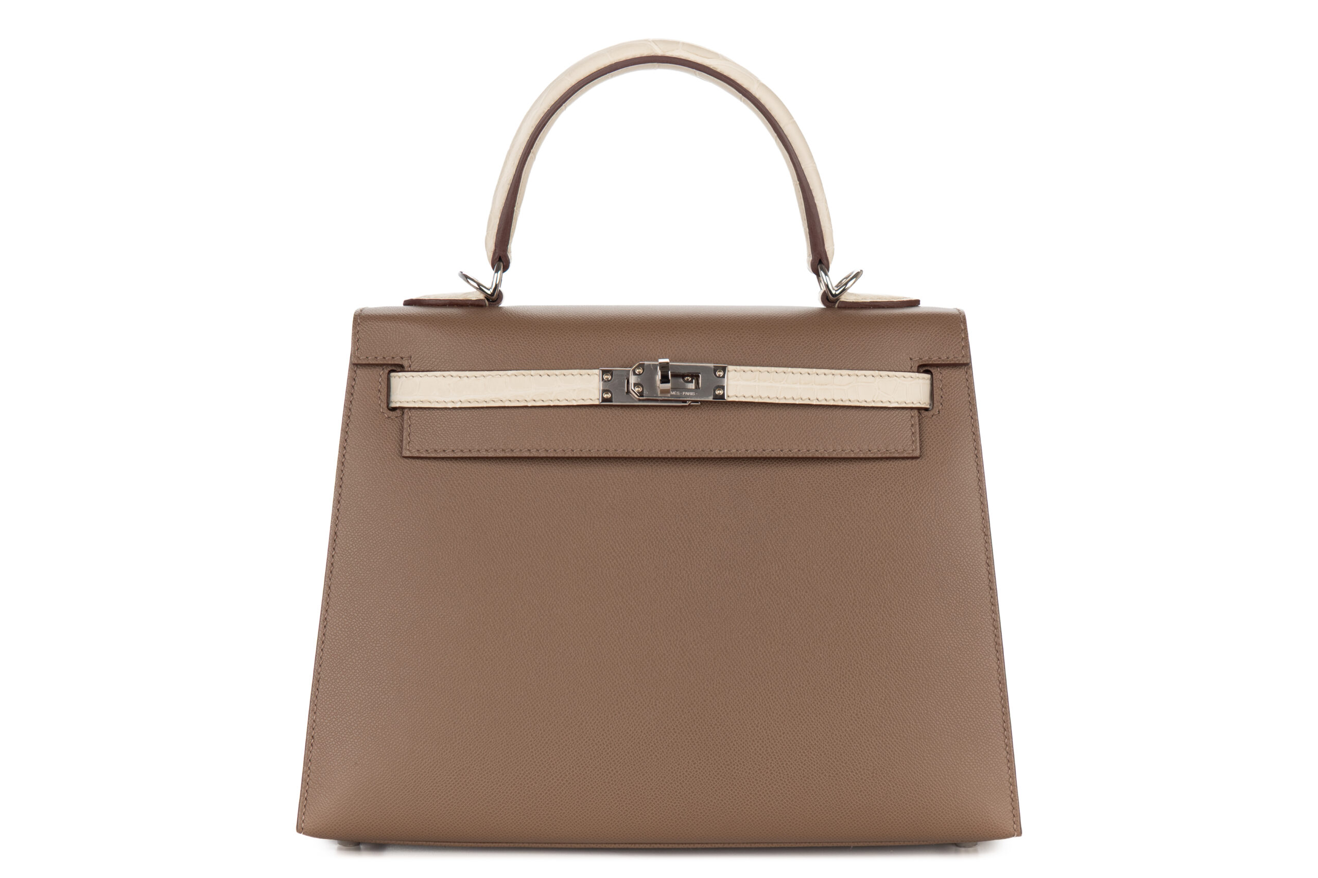 Hermès Kelly 25 Touch Etoupe / Beton Madame / Matte Alligator Palladium Hardware